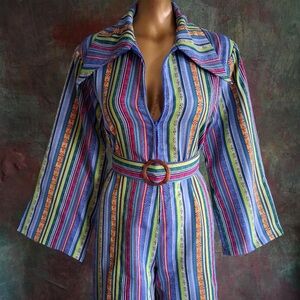 Colorful Striped Jumpsuit with Belt